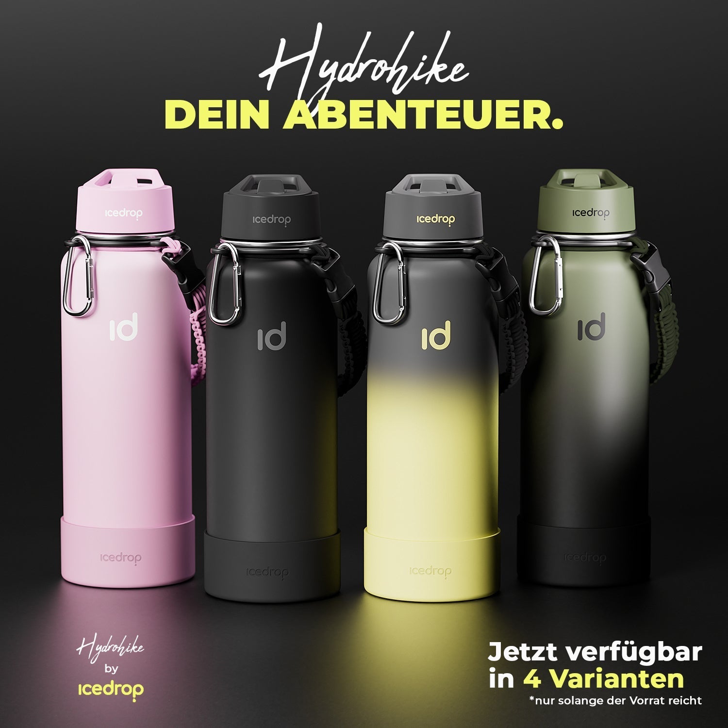 Hydrohike™ Grau / Neon | Thermo Fitness Trinkflasche | 1200ml | BPA frei