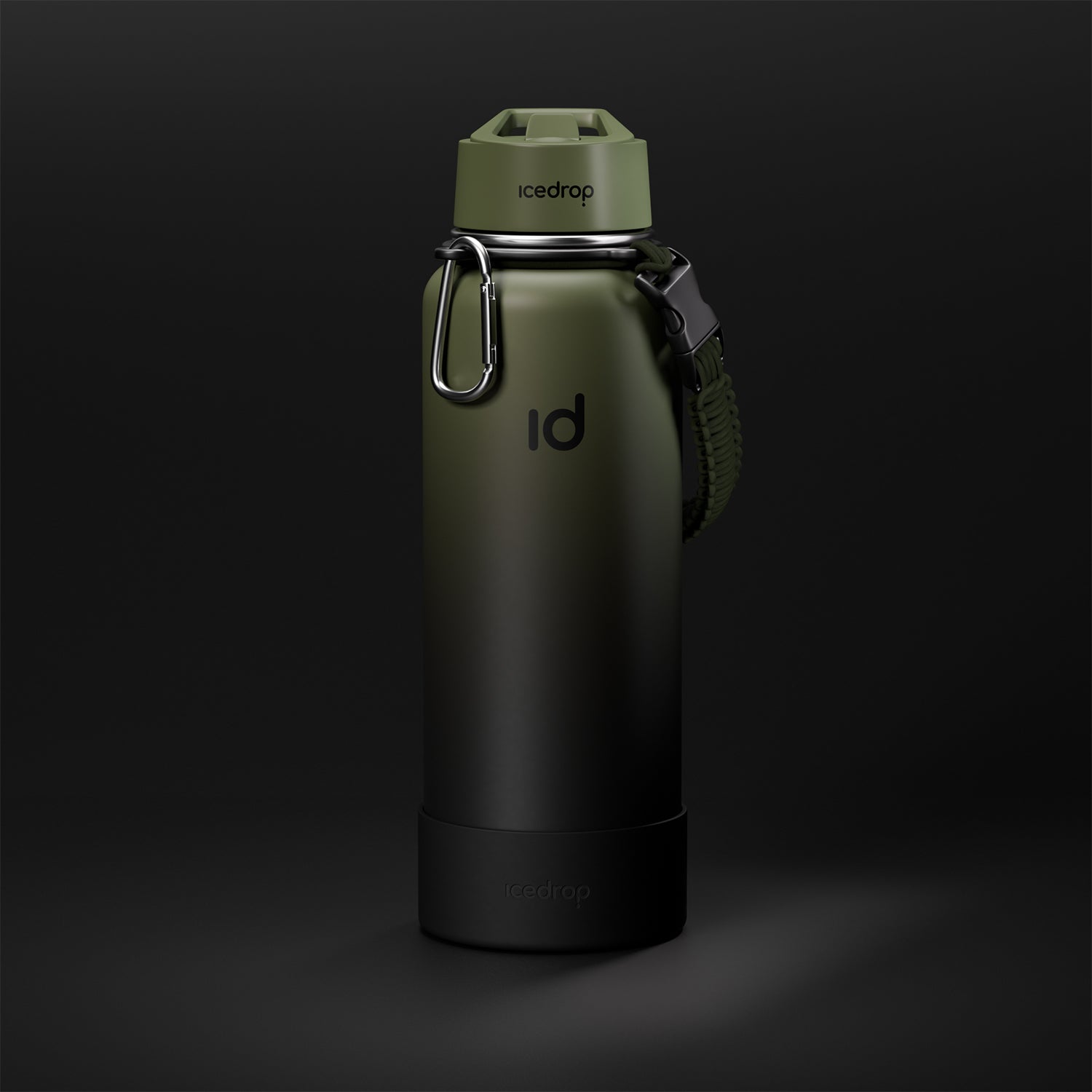 Hydrohike™ Olive / Schwarz | Thermo Fitness Trinkflasche | 1200ml | BPA frei